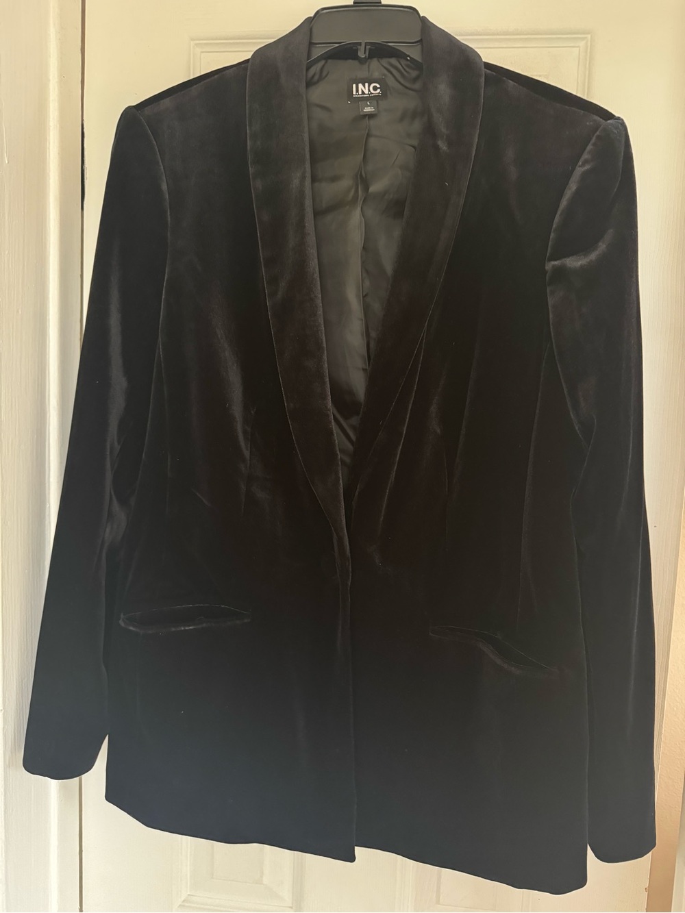 INC International Concepts Black Velvet Shawl-Collar Blazer - Picture 4 of 4